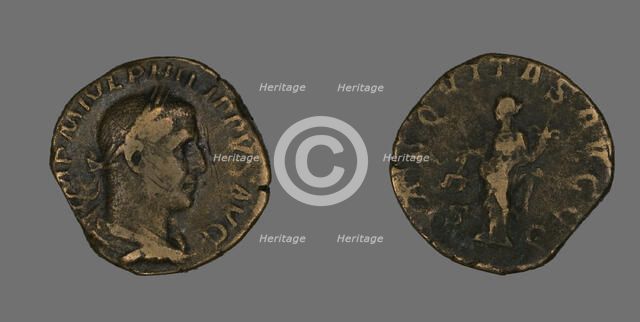Sestertius (Coin) Portraying Philip the Arab, 244-249. Creator: Unknown.