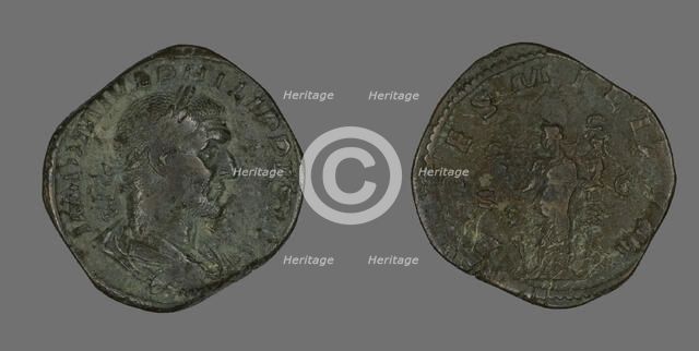 Sestertius (Coin) Portraying Philip the Arab, 244-249. Creator: Unknown.