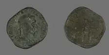 Sestertius (Coin) Portraying Philip the Arab, 244-249. Creator: Unknown