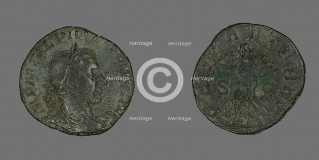 Sestertius (Coin) Portraying Philip the Arab, 244-249. Creator: Unknown.