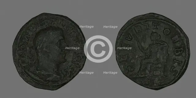 Sestertius (Coin) Portraying Philip the Arab, 244-249. Creator: Unknown.