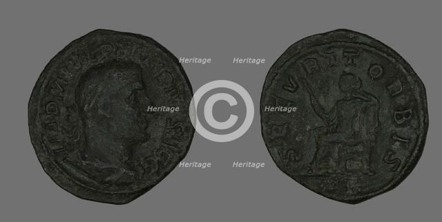 Sestertius (Coin) Portraying Philip the Arab, 244-249. Creator: Unknown.