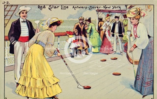 Shuffleboard on board a Red Star Line passenger ship, 1907. Creator: Unknown.