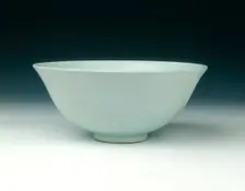 Shufu bowl with peacock amid scrolling peonies, early Ming dynasty, Hongwu period, China, 1368-1398. Creator: Unknown