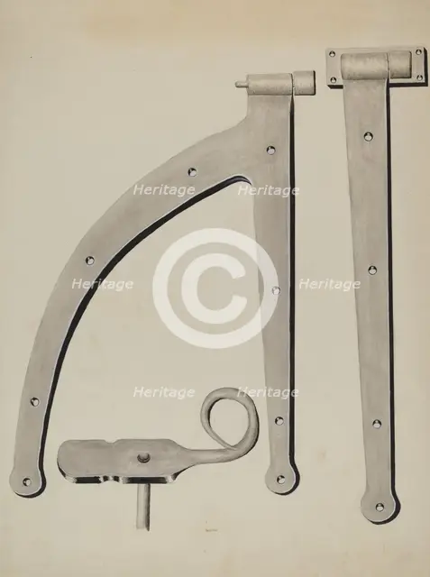 Shutter Hinge and Fastener, c. 1936. Creator: James M. Lawson.