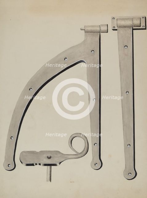 Shutter Hinge and Fastener, c. 1936. Creator: James M. Lawson.