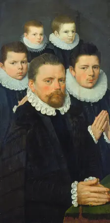 Shutter of an Altarpiece with Male Donors, c1570-1580. Creator: Flemish Master