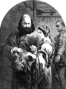 "Shylock and Jessica" - drawn by John Gilbert, 1854. Creator: Unknown