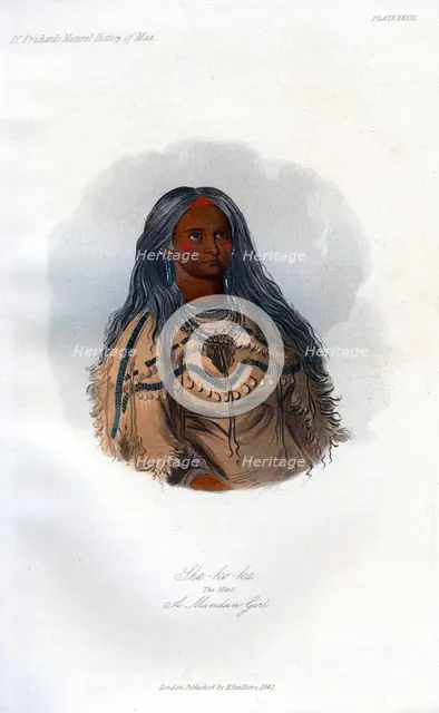 'Sha-ko-ka, The Mint, A Mandan Girl', 1848.Artist: Harris