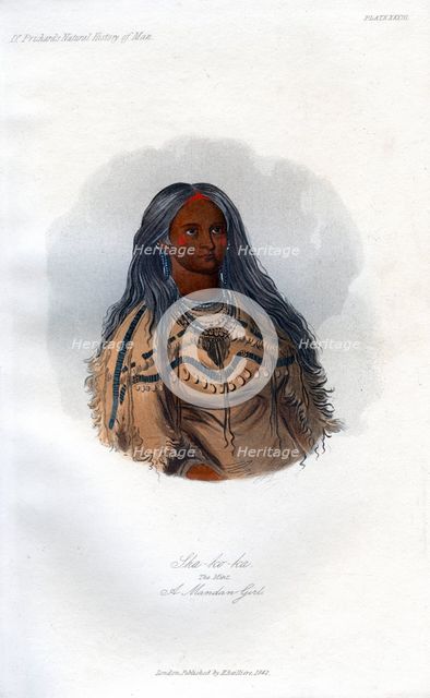 'Sha-ko-ka, The Mint, A Mandan Girl', 1848.Artist: Harris