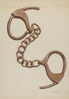 Shackles or Leg Irons, c. 1937. Creator: Gladys C. Parker