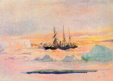 Shackleton's ship, the Nimrod, in McMurdo Sound, (1909), 1912. Artist: George Marston