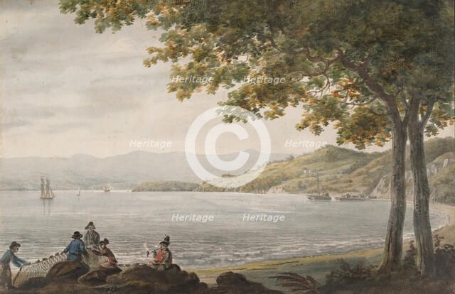 Shad Fishermen on the Shore of the Hudson River, 1811-ca. 1813. Creator: Pavel Petrovic Svin'in.