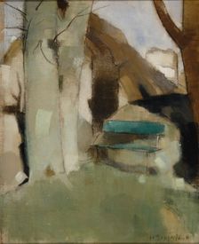 Shadow on the Wall II (Green Bench), 1928. Creator: Helene Schjerfbeck
