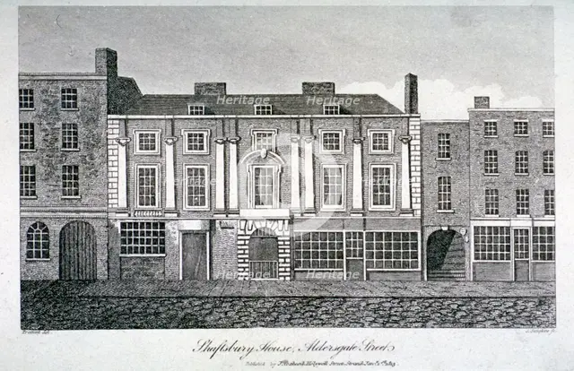 Shaftesbury House, Aldersgate Street, London, 1813. Artist: J Simpkins