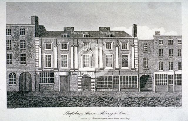 Shaftesbury House, Aldersgate Street, London, 1813. Artist: J Simpkins