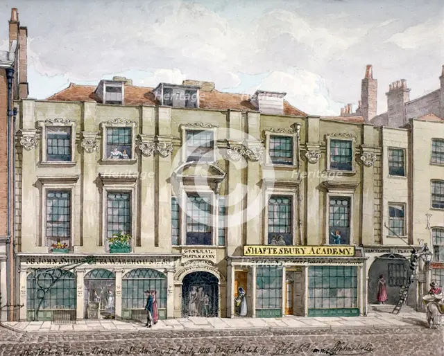 Shaftesbury House, Aldersgate Street, London, 1819. Artist: Robert Blemmell Schnebbelie