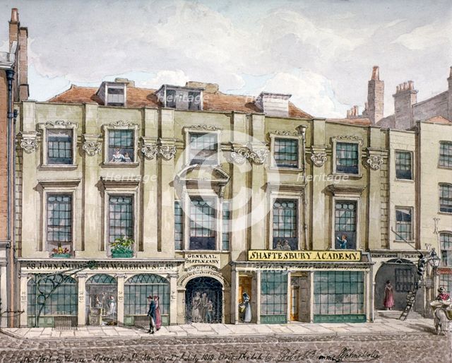 Shaftesbury House, Aldersgate Street, London, 1819. Artist: Robert Blemmell Schnebbelie