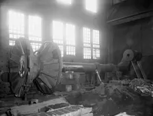 Shafting for new Detroit & Cleveland Navigation Co. steamer, (1907?). Creator: Unknown