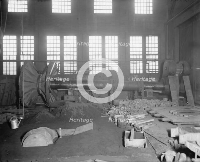Shafting for new Detroit & Cleveland Navigation Co. steamer, (1907?). Creator: Unknown.
