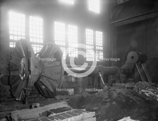 Shafting for new Detroit & Cleveland Navigation Co. steamer, (1907?). Creator: Unknown.