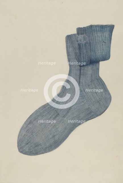 Shaker Man's Sock, c. 1936. Creator: Alice Stearns.
