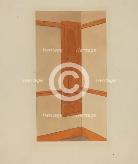 Shaker Built-In Cupboard, c. 1938. Creator: John W Kelleher.