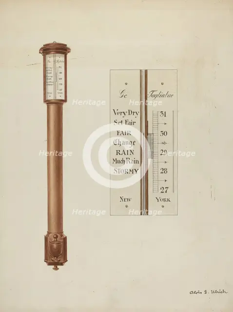 Shaker Barometer, c. 1937. Creator: Alois E. Ulrich.