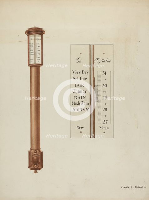 Shaker Barometer, c. 1937. Creator: Alois E. Ulrich.
