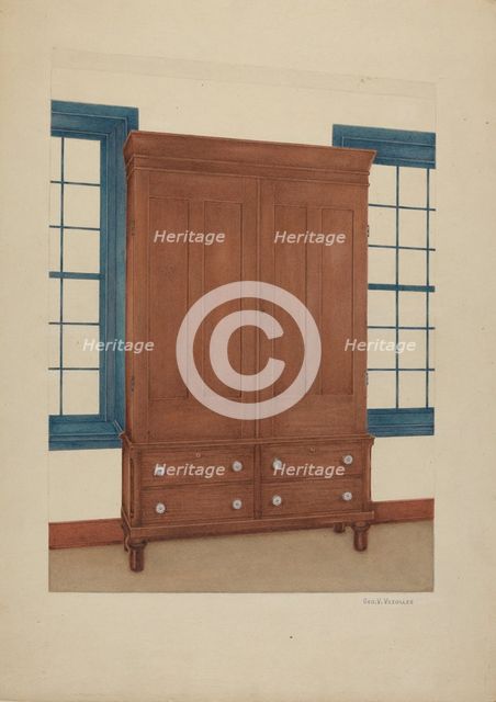 Shaker Cupboard, c. 1938. Creator: George V. Vezolles.