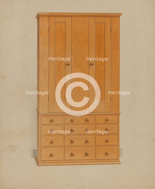 Shaker Cabinet with Drawers, c. 1936. Creator: Alfred H. Smith.