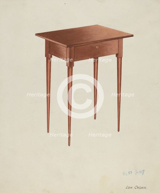 Shaker Candle Table, c. 1937. Creator: Lon Cronk.