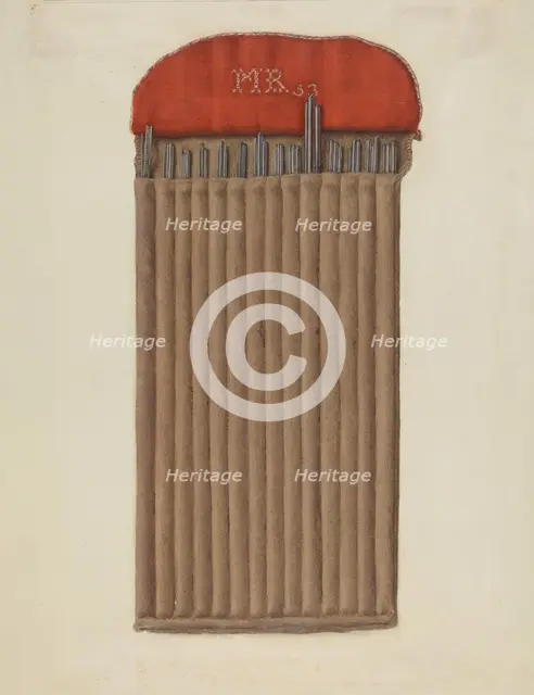 Shaker Case for Knitting Needles, 1935/1942. Creator: Helen E. Gilman.