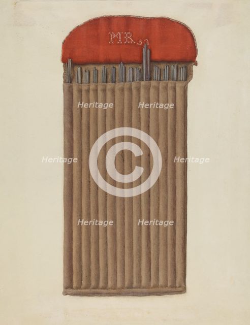 Shaker Case for Knitting Needles, 1935/1942. Creator: Helen E. Gilman.