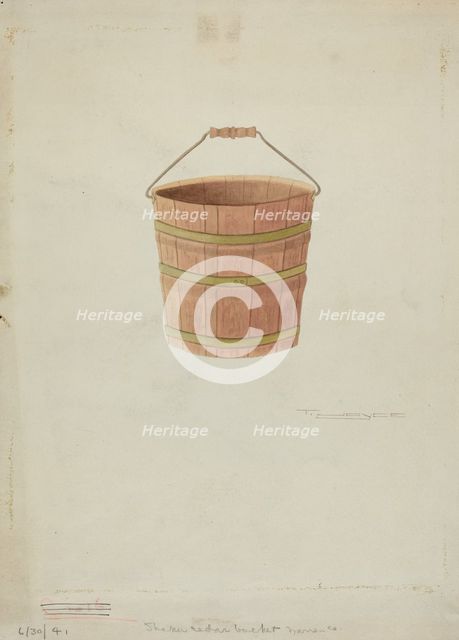 Shaker Cedar Bucket, 1941. Creator: T. Joyce.