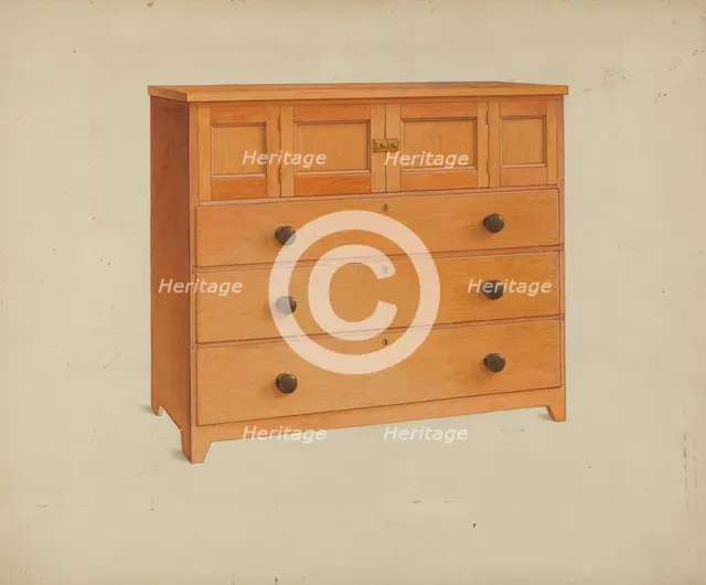 Shaker Chest of Drawers, c. 1937. Creator: John W Kelleher.