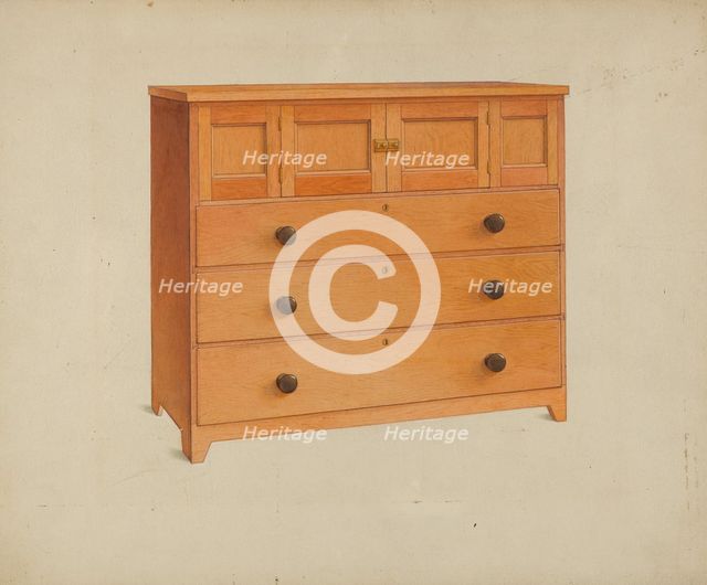 Shaker Chest of Drawers, c. 1937. Creator: John W Kelleher.