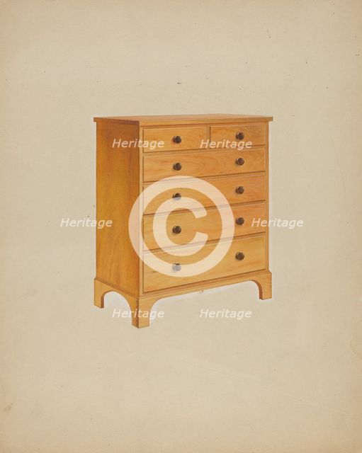 Shaker Chest of Drawers, c. 1938. Creator: John W Kelleher.