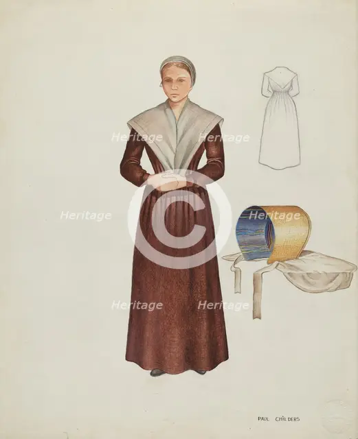 Shaker Costume, c. 1937. Creator: William Paul Childers.