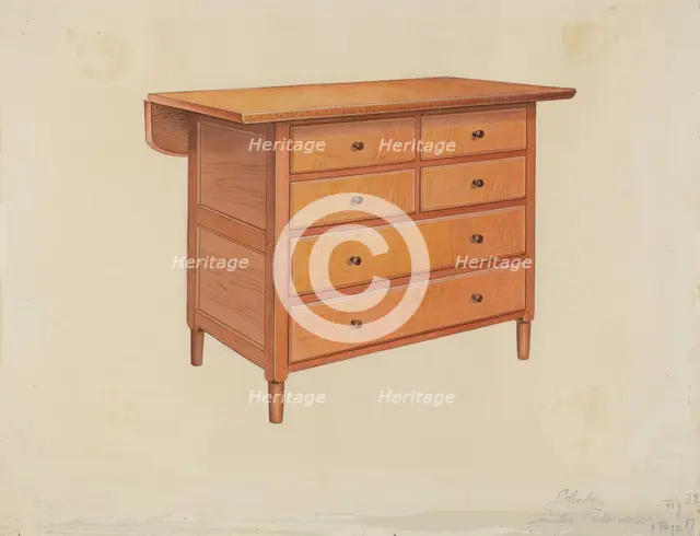 Shaker Dressmaker's Counter, c. 1936. Creator: Anne Ger.