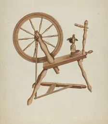 Shaker Flax Spinning Wheel, c. 1936. Creator: Lon Cronk