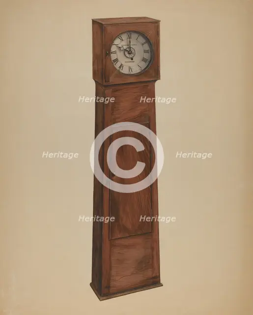 Shaker Grandmother Clock, 1935/1942. Creator: Orville Cline.