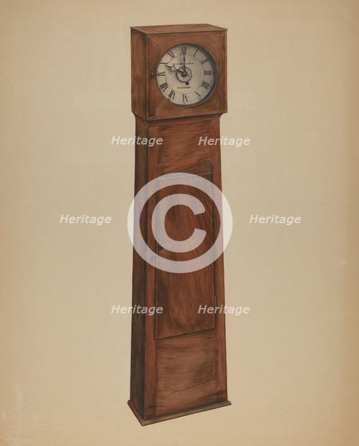 Shaker Grandmother Clock, 1935/1942. Creator: Orville Cline.