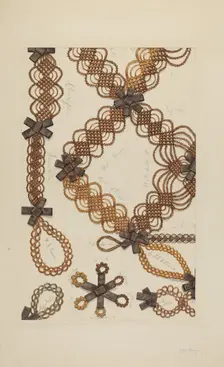 Shaker Hair Wreath, c. 1938. Creator: Helen Bronson