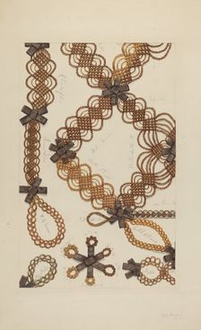 Shaker Hair Wreath, c. 1938. Creator: Helen Bronson