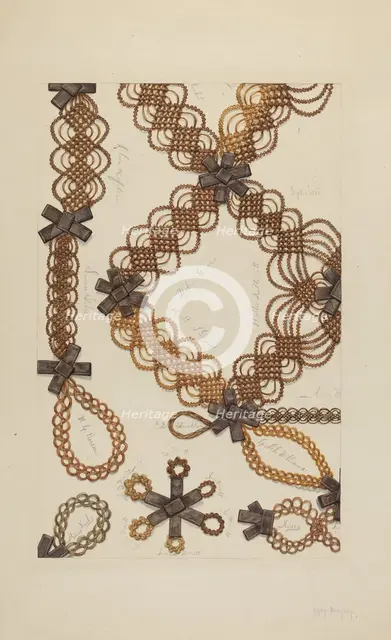 Shaker Hair Wreath, c. 1938. Creator: Helen Bronson.