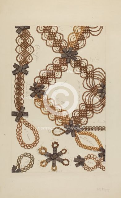Shaker Hair Wreath, c. 1938. Creator: Helen Bronson.