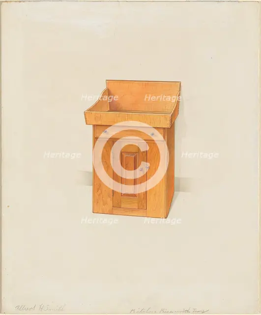 Shaker Kitchen Piece with Tray, c. 1936. Creator: Alfred H. Smith.