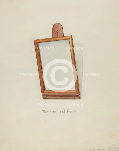 Shaker Looking Glass and Rack, 1935/1942. Creator: Victor F. Muollo.