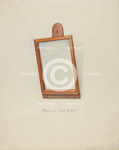 Shaker Looking Glass and Rack, 1935/1942. Creator: Victor F. Muollo.